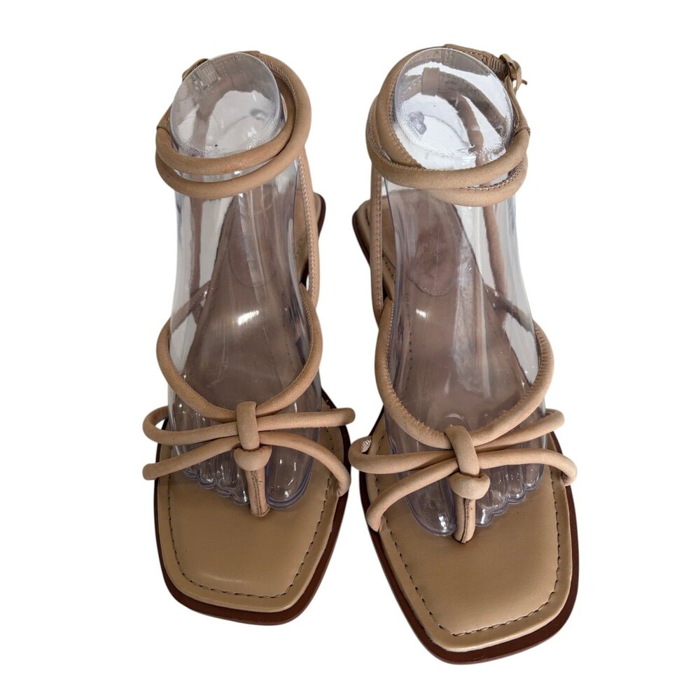 Sam Edelman Dia Strappy Sandals Kitten Heel Tan Beige Size 7.5 Excellent